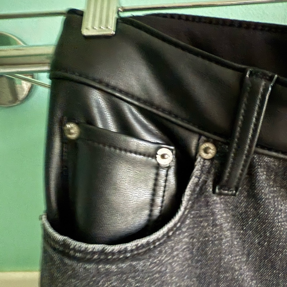 Abercrombie & Fitch Two Toned Leather and Black Jeans - Picture 9 of 13